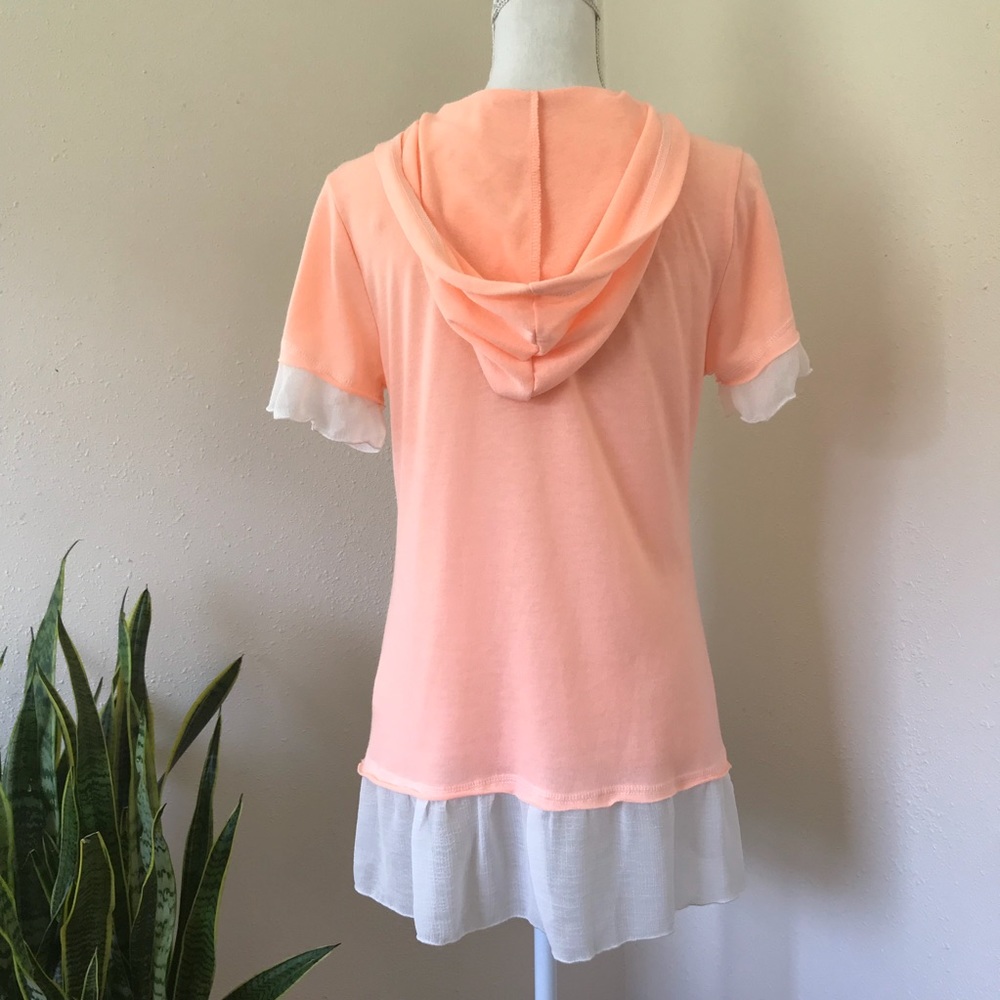Easel Ruffle Hem Hooded Orange Tunic Top - Picture 3 of 6
